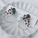 浴衣にも◎爽やかブルーイヤリング/ピアス〜アクアマリン×ビジュー×ビーズ〜ゴールド 夏 小枝 サークル