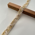約2.5cm幅/刺繍リボン/チュール/ベージュ/ワントーン/細リボン