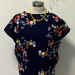 浴衣の反物(お花模様)からブラウスC…M〜Lサイズ
