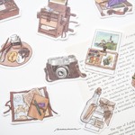 レトロ調　イラストシール　30枚　travelling days　[AU804]