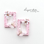 🫧dreamy frame ✵ 夢見心地な額縁の耳飾り《イチゴミルク》ピアス ・ イヤリング   💫ネックレス&チャームに変更可能