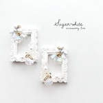 🫧dreamy frame ✵ 夢見心地な額縁の耳飾り《ホイップクリーム》ピアス ・ イヤリング   💫ネックレス&チャームに変更可能