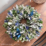 【SALE】3,500→✨2,500✨                                     30㌢　爽やかなブルーのお花たっぷりリース