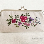 手刺繍＊花＊眼鏡ケース