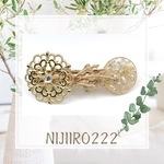 すかしと白のミニバレッタ＊送料無料＊6㎝バレッタ ヘアアクセサリー