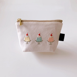 【手刺繍】レトロゼリーの刺繍ファスナーポーチ【12cmファスナー】マチ付き