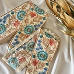 30cm/50cm  インド刺繍リボン  シルク  花柄　ブルー