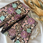 30cm/50cm  インド刺繍リボン  シルク  花柄　パープル