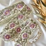 30cm/50cm  インド刺繍リボン  チュール  花柄  パープルグリーン