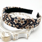 1200円🎉 12/31まで ☆インド刺繍リボン カチューシャ　No.041 黒