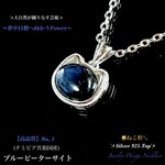 😸ねこ形✨ブルーピーターサイト/No,③✨Silver925Top✨Jewelry天然石ネックレス✨