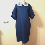 〜 ミナペルホネン  ファブリック  太丸襟 sky flower スカイフラワー使用  ふんわり袖口タック ワンピース〜  


