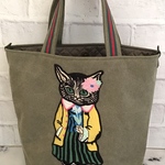 帆布トートバッグ刺繍猫さん