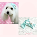 ありすりぼん🎀 犬用 リボン バレッタ ティファニーブルー わんこ用 ペット用 軽量