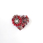con Rojo    Antique Silver Beads Reunion ハートのビーズ刺繍ブローチ