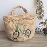 【cici-0816様　専用ページ】　自転車柄　麻紐バッグ