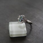 ミスティックトパーズ　ツーリーフCZリング　SILVER925