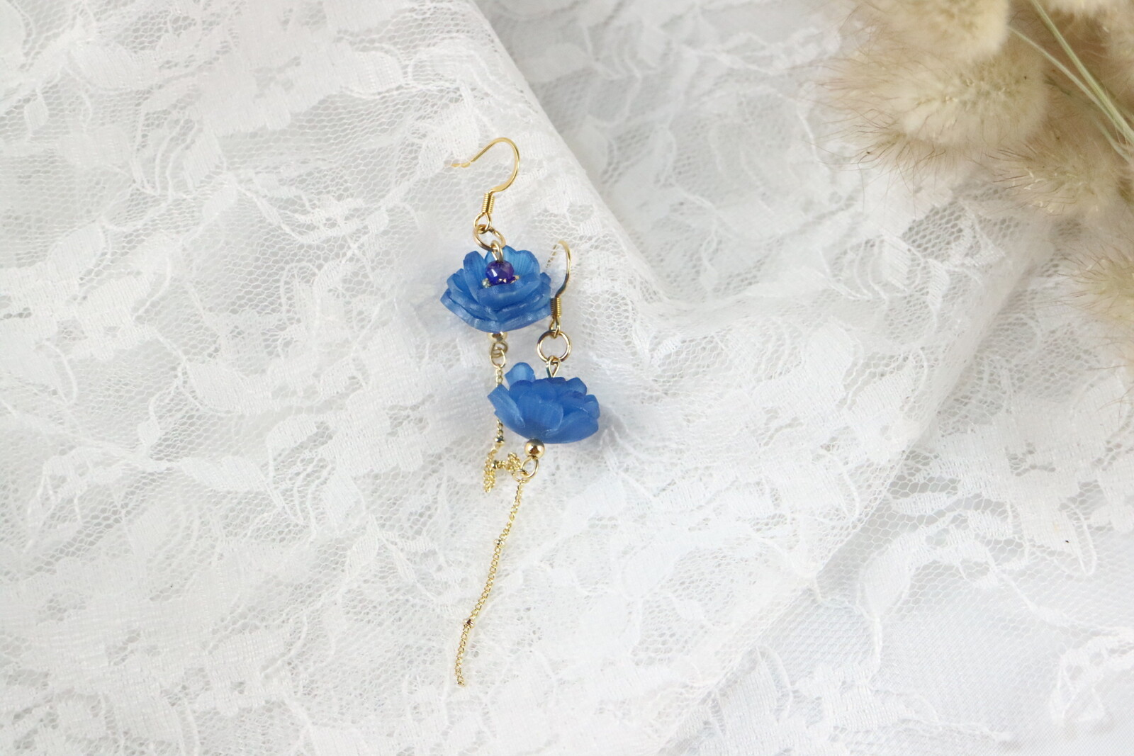 青薔薇セット(5点セット)簪・ピアス・ネックレス・Uピン(2本) - ZAKKA 