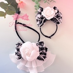 ペット用カチューシャ&チョーカーセット💖カメリア🖤ブラックツイード⑧🎀安全首輪タイプチョーカー🎀