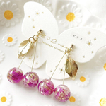 【再販多数】さくらんぼ ドライフラワー ボタニカル  ✳︎ レジン ピアス / 樹脂ピアス / サージカルステンレス / イヤリング / ノンホールピアス