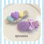 〈２個セット〉スイートキャンディのヘアクリップ（パープル）