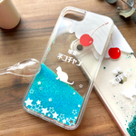 ねこねこクリームソーダのグリッターケース（水色） iphone15 iphone16 喫茶店 名入れ メンズ スマホケース クリームソーダ プチギフト 記念日 iPhone16e