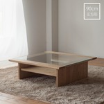 【 秋の送料無料SALE 】天然オイル仕上げ「栗の木」ガラステーブル 90cm