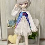 紫陽花②チャイナエプロンワンピ