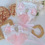 Princess～フェアリーピンクフリルチョーカー＆ヘッドドレス～ ペット用アクセサリー ペット用チョーカー ペット用ヘッドドレス 誕生日 うちの子記念日 撮影会 ドレスコーデ プレゼント プリンセス