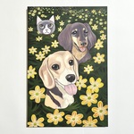 G様専用ページ ビーグル犬 と ダックス の壁掛けイラスト⑧ 原画 アート＋シール&ラミネートカード