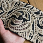 90㎝カット済み【インド刺繍リボン】幅広　ラグジュアリーデザイン　刺繍　リボン【ベージュ】