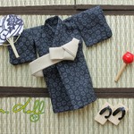 オビツ11 夏祭りセット：小花柄(ネイビー)