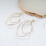 ゴールド ダブルツイストフープ ノンホールピアス イヤリング