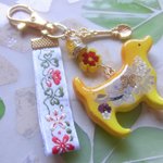 ◇434　レモネード　🐶ダックスとお花のキーホルダー🐤♬