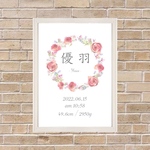 お洒落な薔薇の命名書 / baby poster