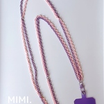 スマホストラップ♡チェーンストラップ♡ショルダーストラップ♡スマホショルダー♡ネックストラップ♡プラスチックチェーン⛓️☺︎スマホ用タグ付☺︎ピンク×パープル☺︎ / MIMI.