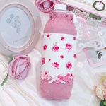 手洗い可　リバティ　ローザ　Rosa ペットボトルケース　ペットボトルホルダー　ピンク　ローズピンク　バラ　薔薇　大人可愛い　ガーリー　リボン　プレゼント　保冷　哺乳瓶入れ　出産祝い