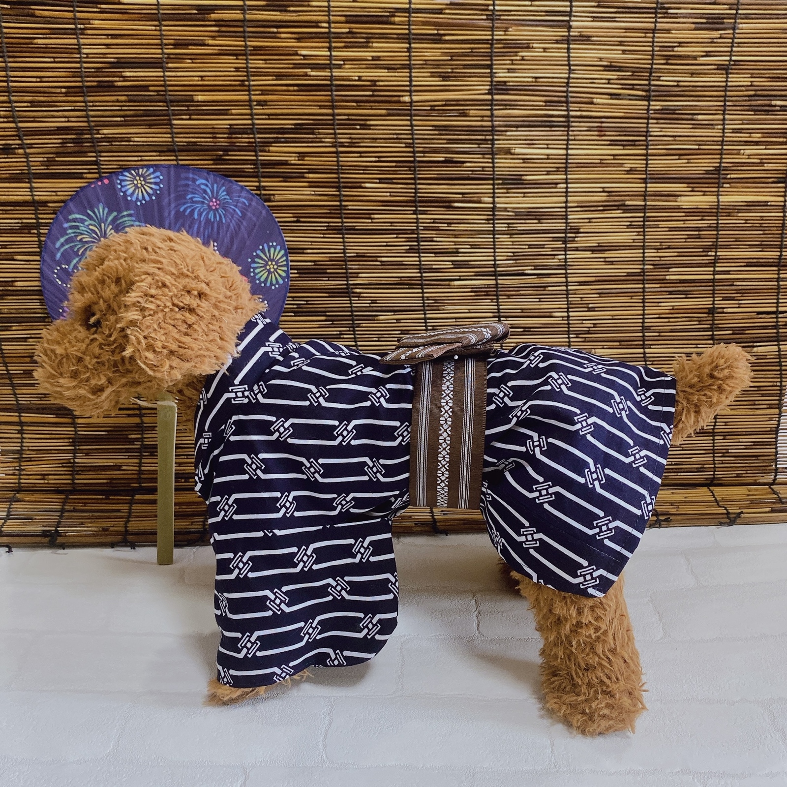 犬の浴衣✨犬用本格本染浴衣 わんこ浴衣 紺×白 犬服 - JASMINA'S
