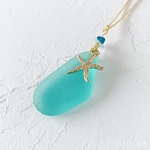 【ちいさま 専用】レジンのシーグラス風ネックレス ♡ C カイヤナイトとアマゾナイトのさざれ石とスターフィッシュ⭐︎