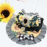 【Summer Collection🌻】ブラックヒマワリ×ギンガムチェック《ケープスタイ首輪》