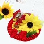 【Summer Collection🌻】鮮やかなレッドイエローツートンカラー向日葵《ケープスタイ首輪》