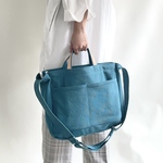 大人のこなれショルダーバッグ＊ヴィンテージ風帆布＋栃木レザー＊2way＊シアンブルー