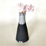 花瓶　一輪挿し　ねこ　花器