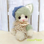 泣き虫仔猫 (モスグリーン） choco*bear  テディベア　アルパカモヘア　