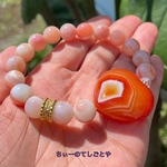 🆕１点もの‼︎個性的☆大きめ瑪瑙ハート♡入り！ピンク天眼瑪瑙ブレスレット