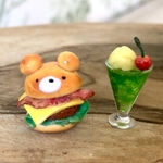 ミニチュア　くまちゃん　ハンバーガー　クリームソーダ