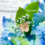 【神秘】紫陽花／ドライフラワー／まるごと／ストーン付き／ドライフラワー／シルバー／フォークリング／花／フリーサイズリング
