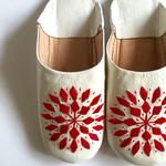 バブーシュ<刺繍white×red>