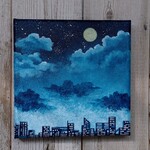 【イーゼル・吊紐付き】夜の街明かり