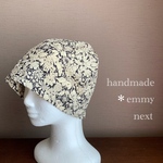 送料無料＊handmadeリップル帽子〈antiqueブラック〉おしゃれな医療用帽子　かわいいケア帽子　ケアキャップ